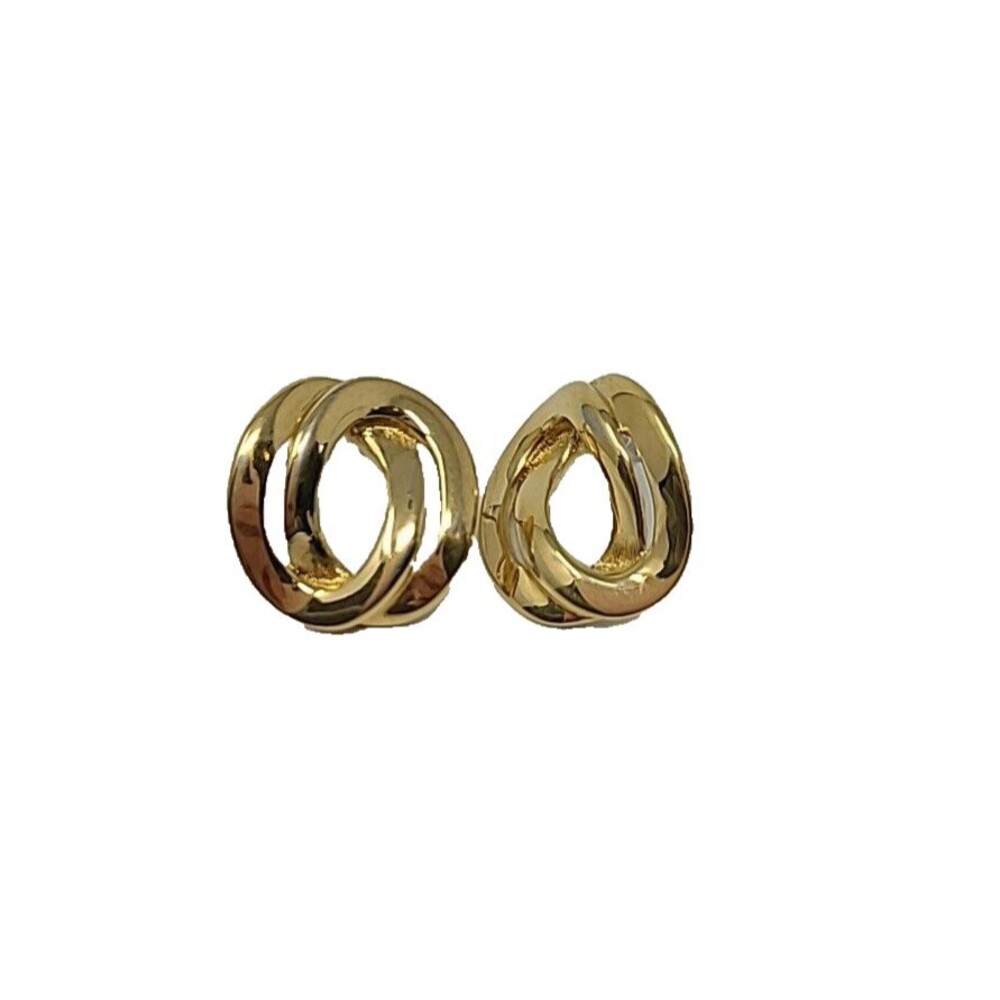 Vintage Monet Gold Tone Earrings Interlocked Circles